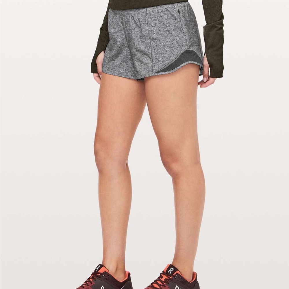 Lululemon Hotty Hot 4 INCH Shorts Heather Luxe Multi Black/Heathered Black